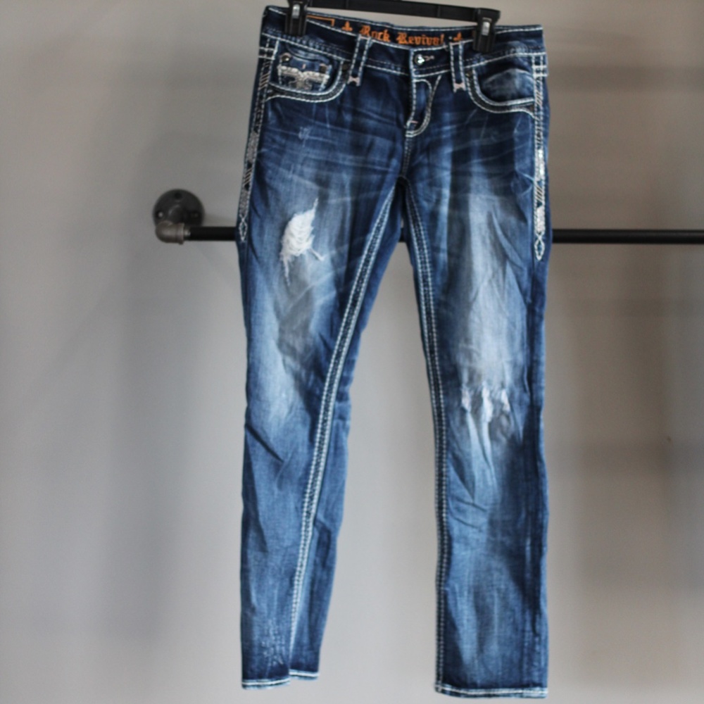 Rock Revival blue jeans, size 27, straight leg